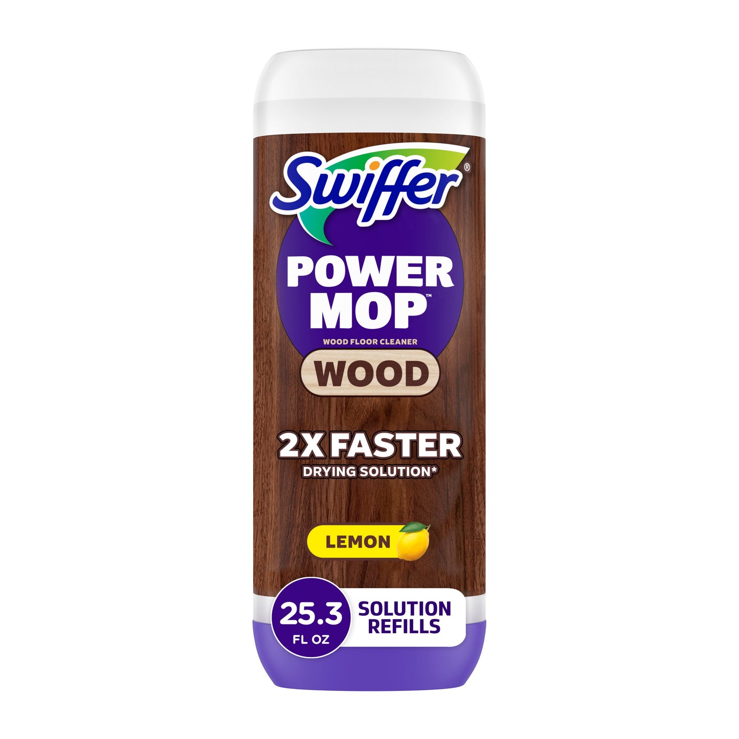 Swiffer Power Mop Wood Refill Solution QuickDry Hardwood Floor Cleaner - Lemon Scent