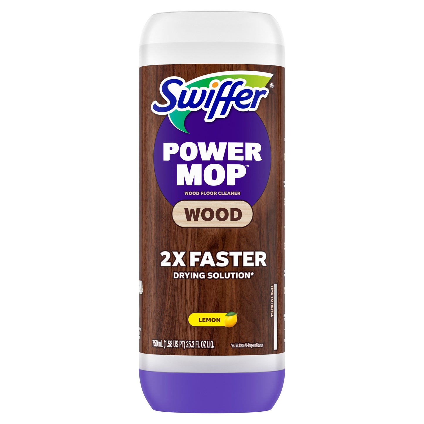 Swiffer Power Mop Wood Refill Solution QuickDry Hardwood Floor Cleaner - Lemon Scent