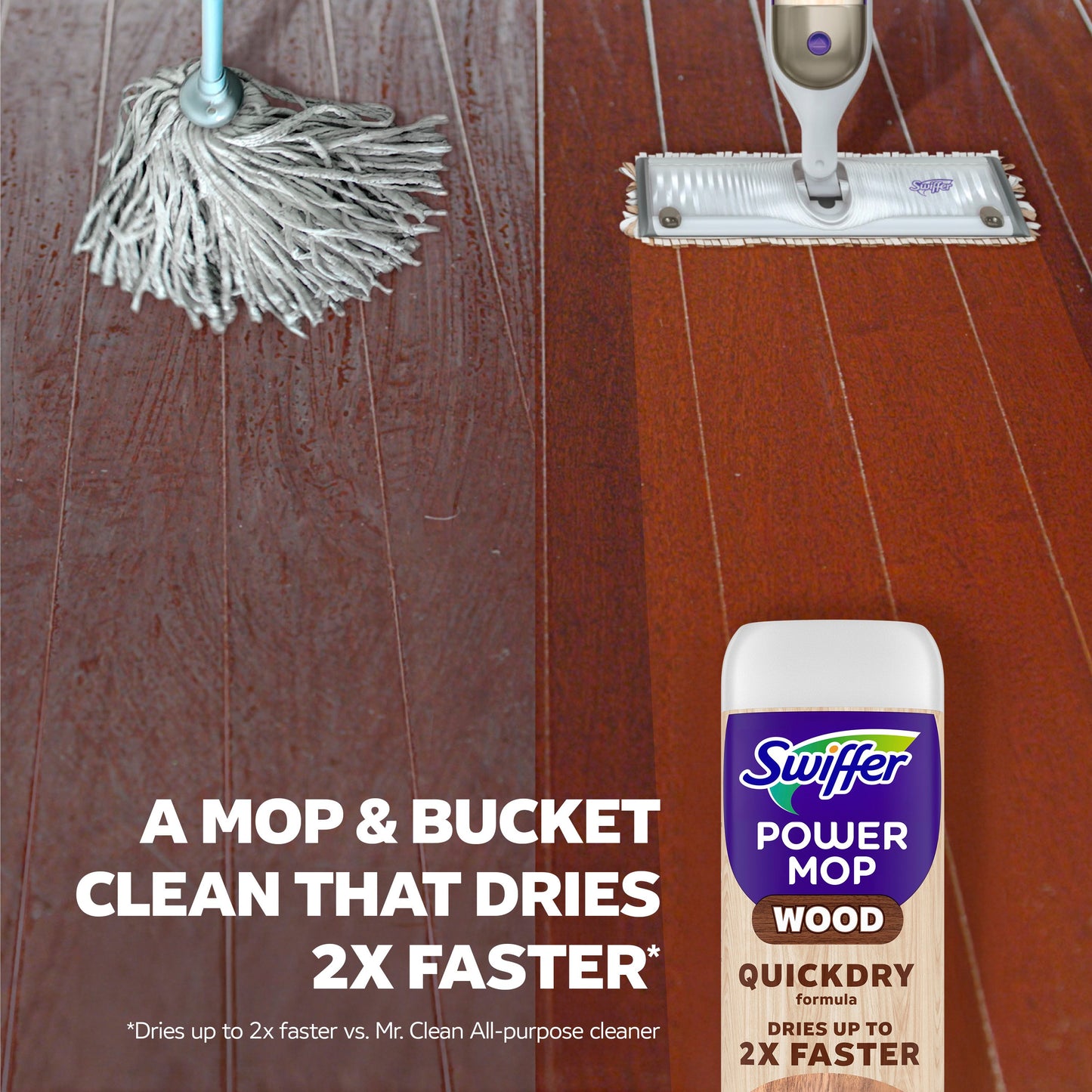 Swiffer Power Mop Wood Refill Solution QuickDry Hardwood Floor Cleaner - Lemon Scent