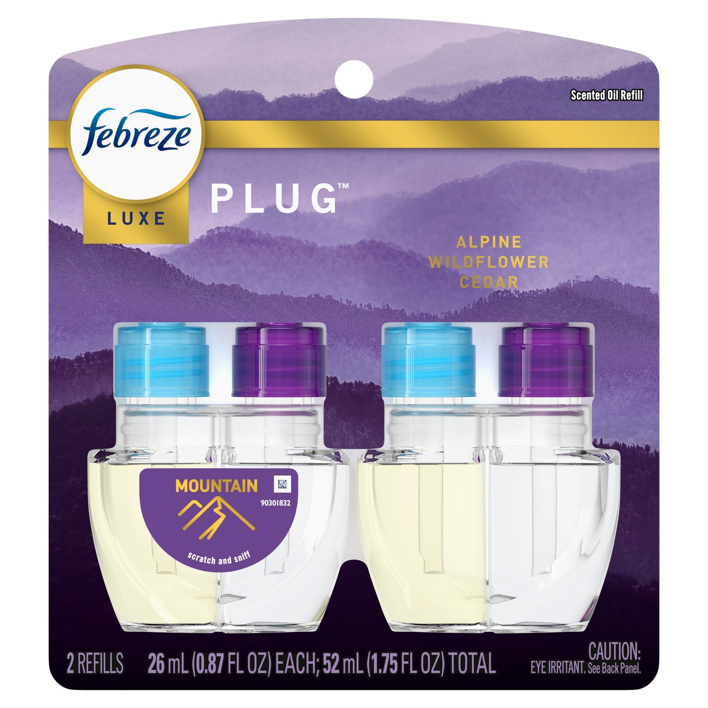 Febreze Luxe Plug In Air Freshener Odor-Fighting Scented Oil Refill - Mountain