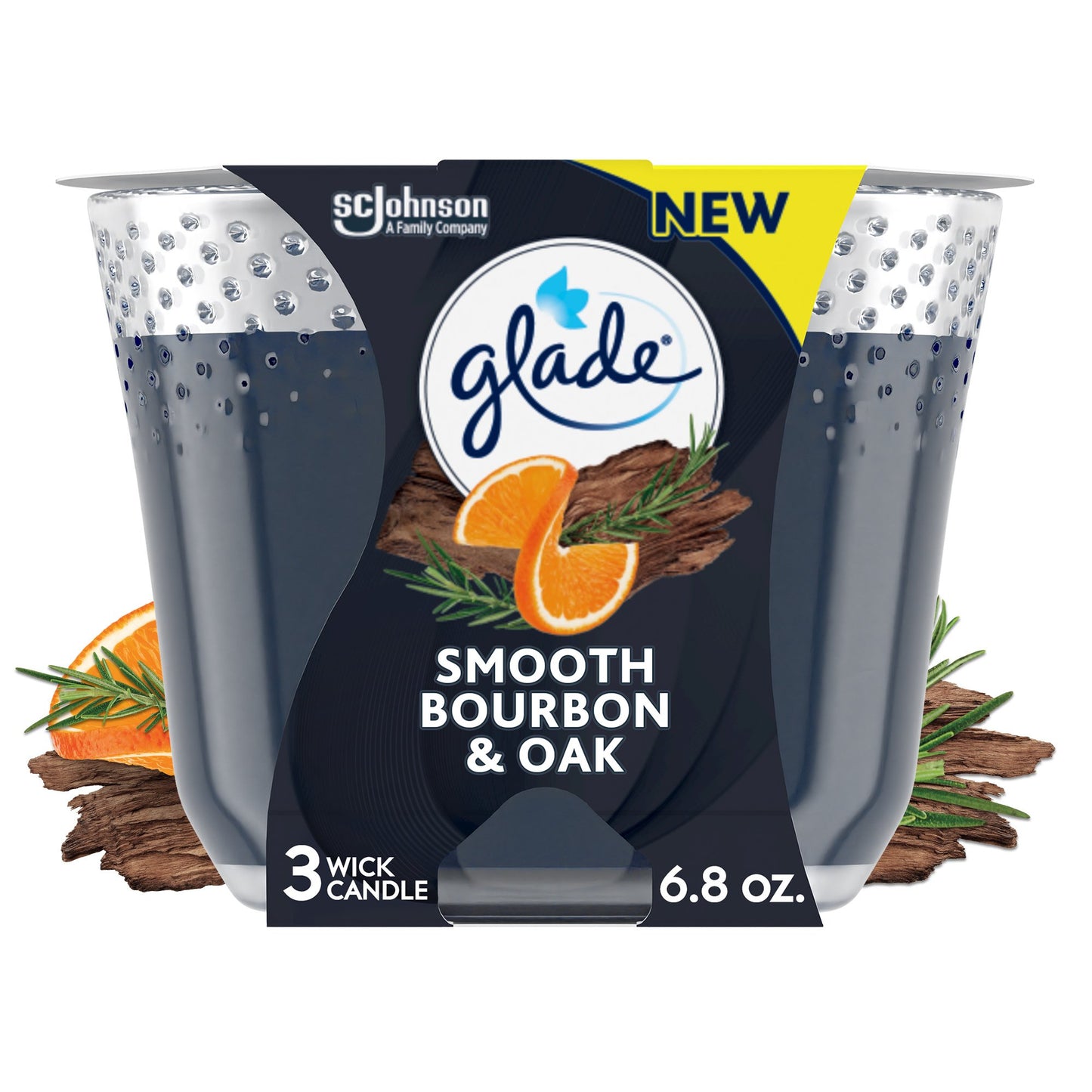 Glade Smooth Bourbon & Oak 3 Wick Candle