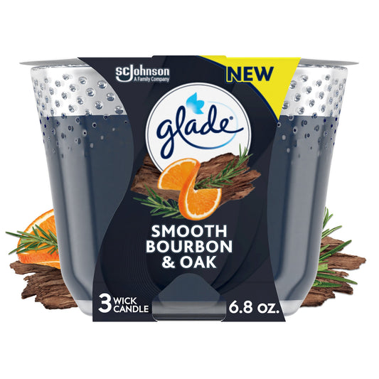 Glade Smooth Bourbon & Oak 3 Wick Candle