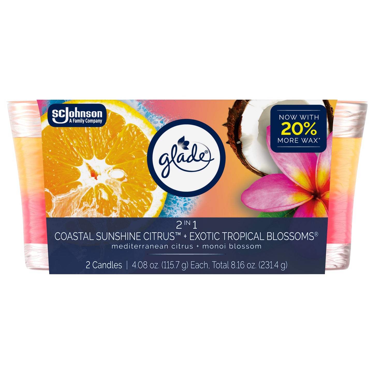 Glade 2 in 1 Sunshine Citrus & Tropical Blossoms Candles