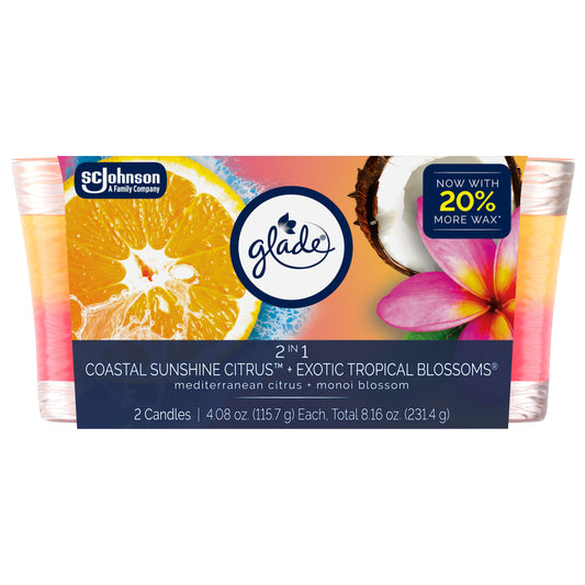 Glade 2 in 1 Sunshine Citrus & Tropical Blossoms Candles