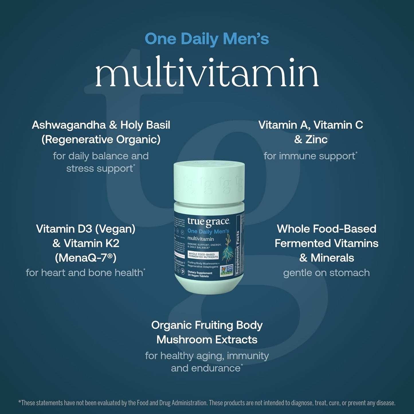 True Grace One Daily Men's Multivitamin Vegan Tablets