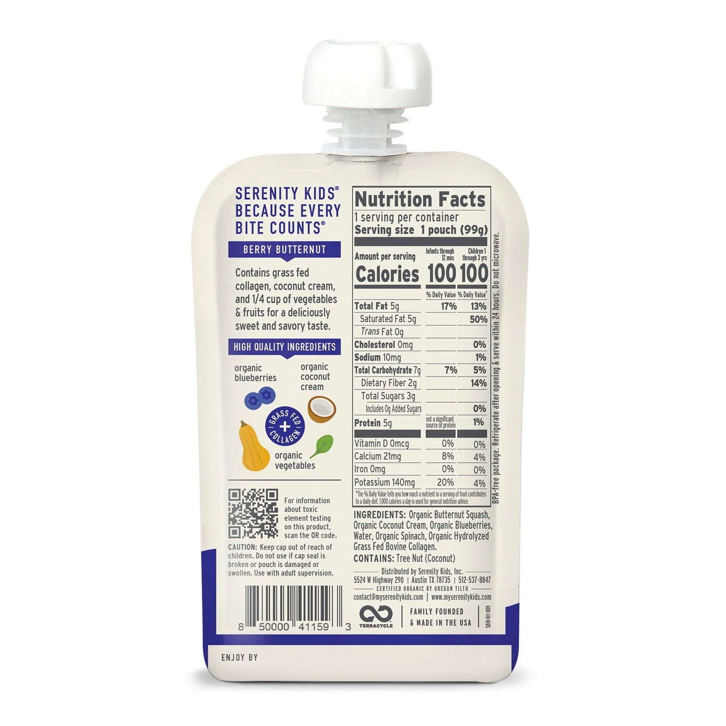 Serenity Kids Dairy Free Smoothie with Collagen - Berry Butternut