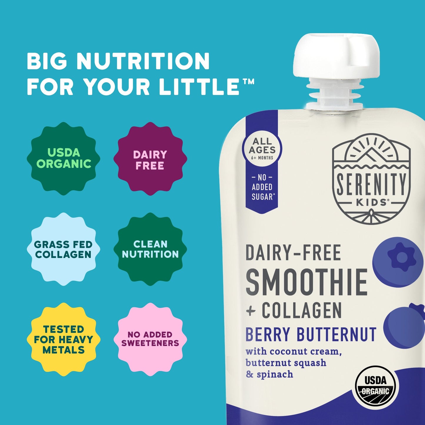 Serenity Kids Dairy Free Smoothie with Collagen - Berry Butternut