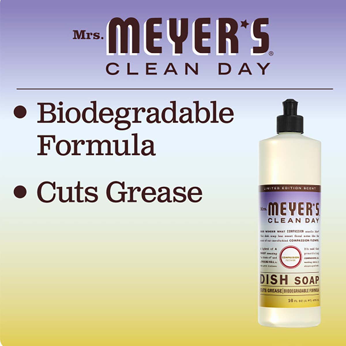 Mrs. Meyer's Clean Day Compassion Flower Scent Dish Soap