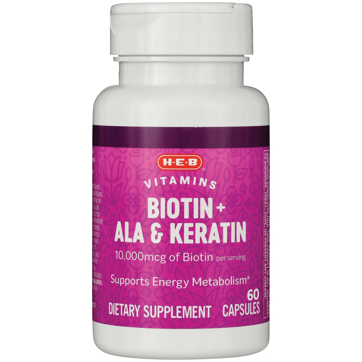 H-E-B Vitamins 10,000 mcg Biotin + ALA & Keratin Capsules