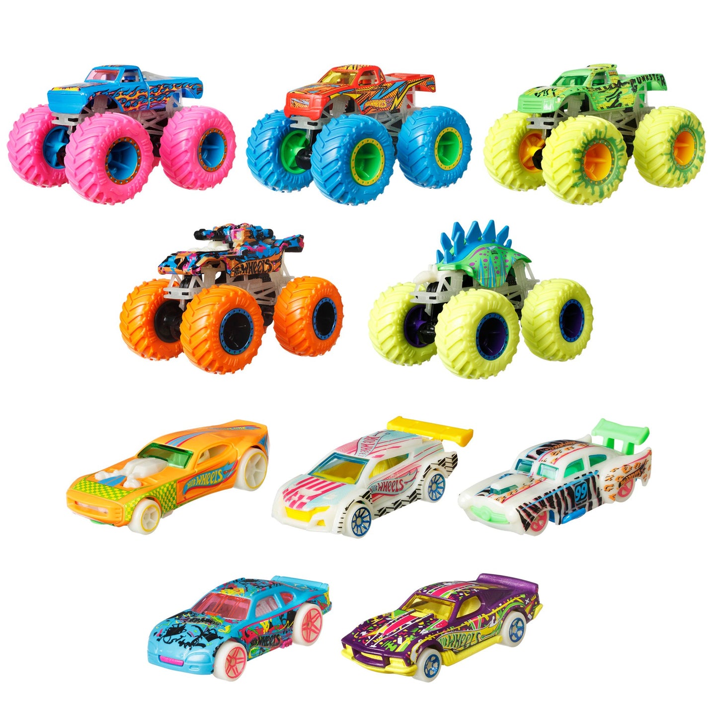 Hot Wheels Monster Trucks Glow In The Dark Bundle