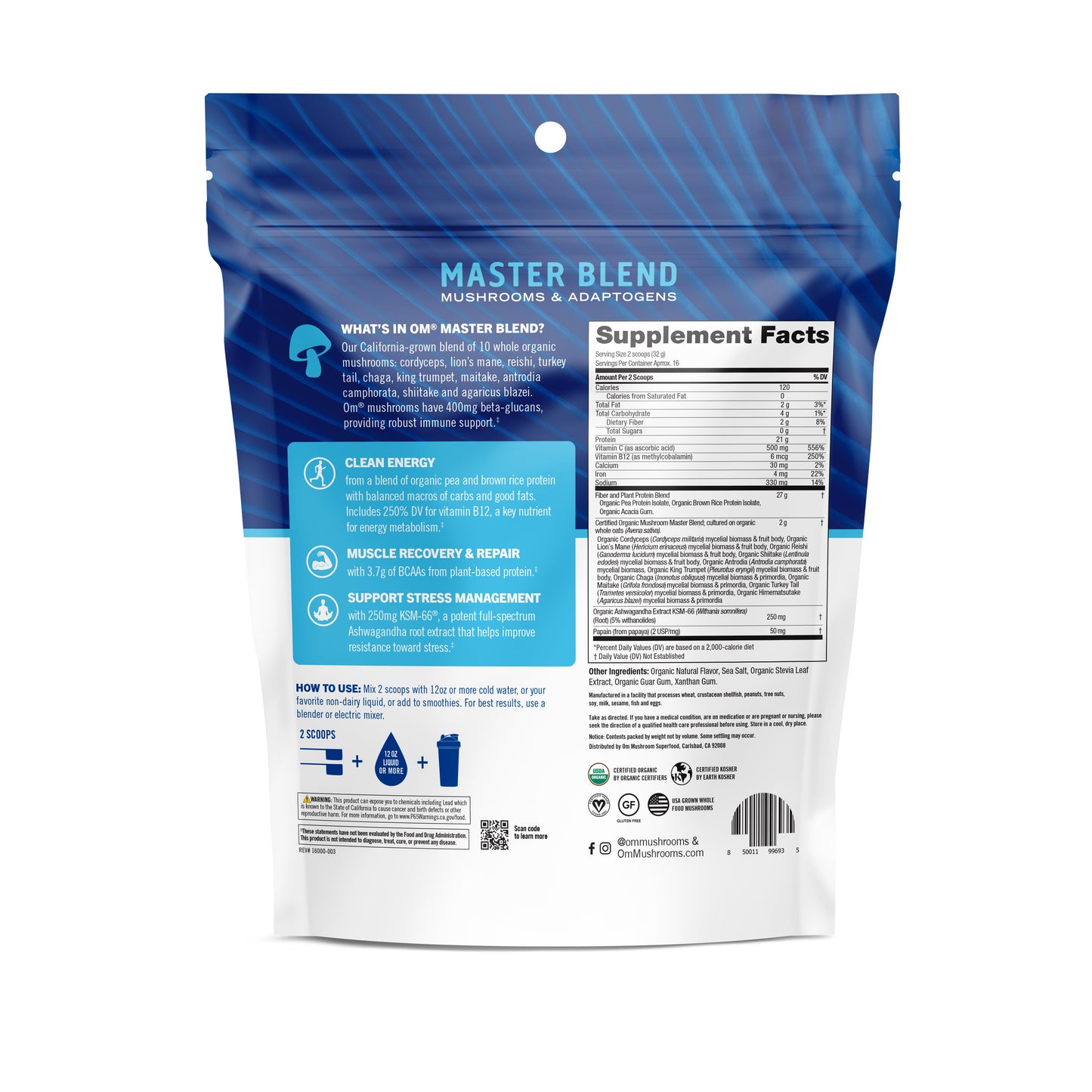 Om Mushroom Superfood Master Blend Plant Protein - Creamy Vanilla
