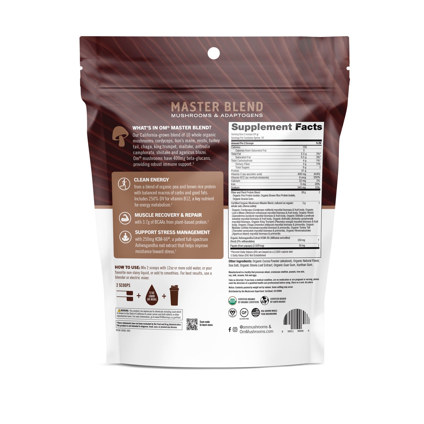 Om Mushroom Superfood Master Bend Plant Protein - Creamy Chocolate