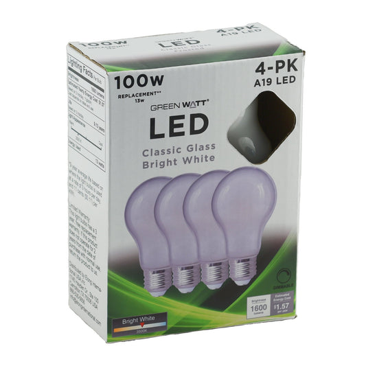 Green Watt A19 100-Watt Frosted LED Light Bulbs - Bright White