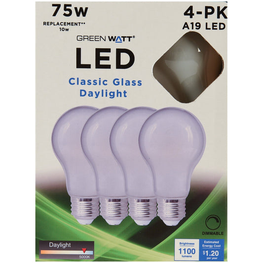 Green Watt A19 75-Watt Frosted LED Light Bulbs - Daylight