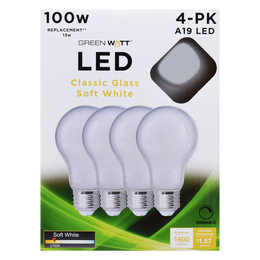 Green Watt A19 100-Watt Frosted LED Light Bulbs - Soft White