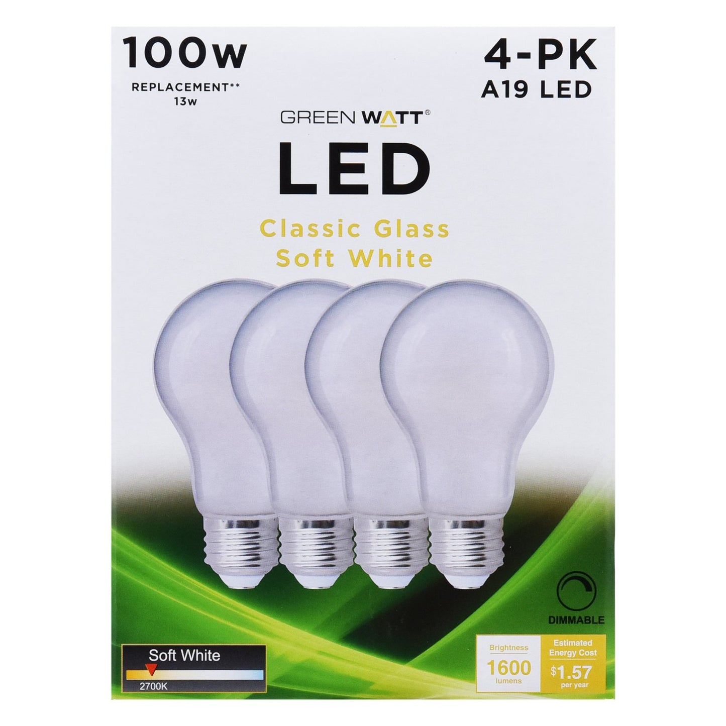 Green Watt A19 100-Watt Frosted LED Light Bulbs - Soft White