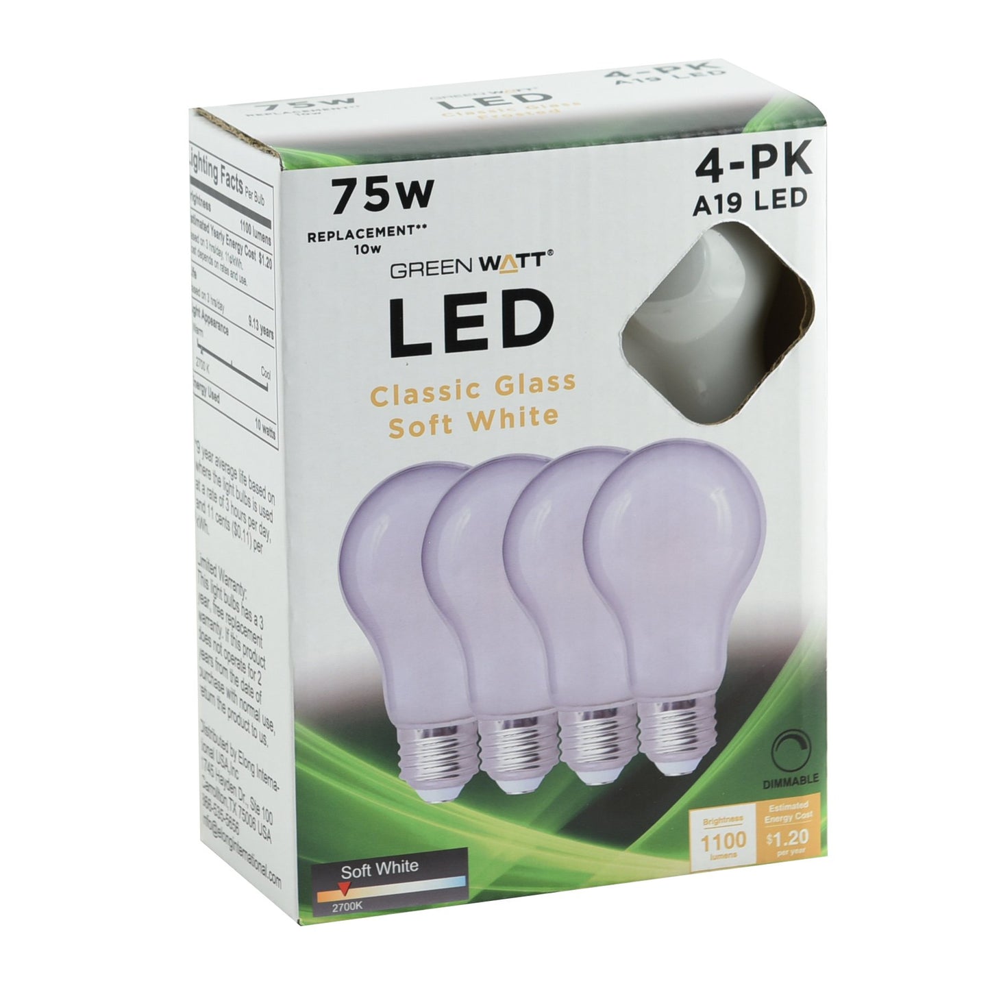 Green Watt A19 75-Watt Frosted LED Light Bulbs - Soft White