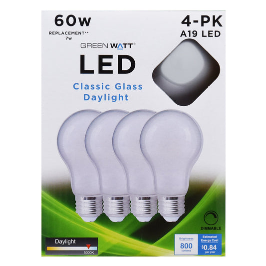 Green Watt A19 60-Watt Frosted LED Light Bulbs - Daylight