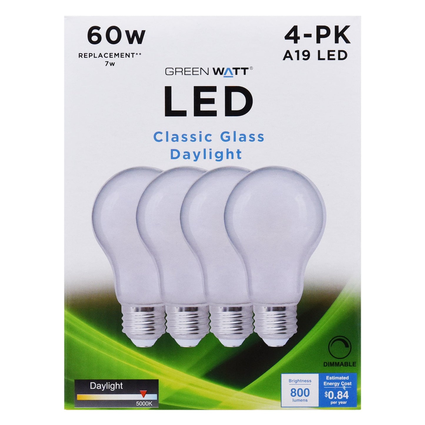 Green Watt A19 60-Watt Frosted LED Light Bulbs - Daylight