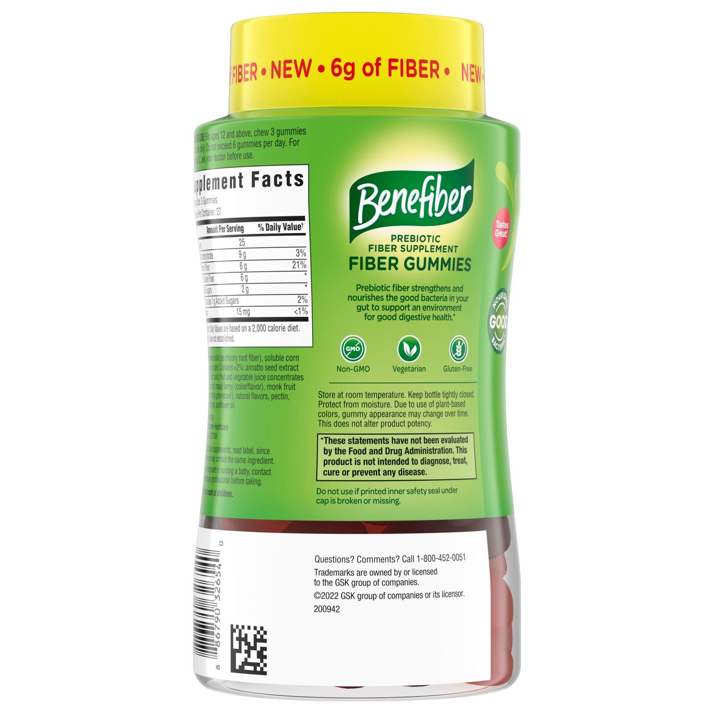 Benefiber Prebiotic Fiber Supplement Gummies for Digestive Health, Assorted Fruit Flavor