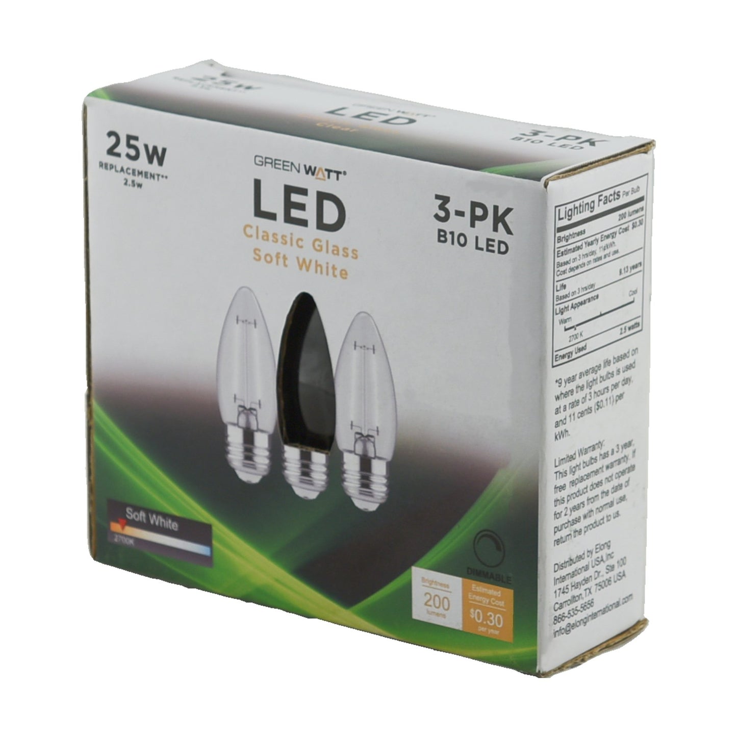 Green Watt B10 25-Watt Clear E26 LED Light Bulbs - Soft White