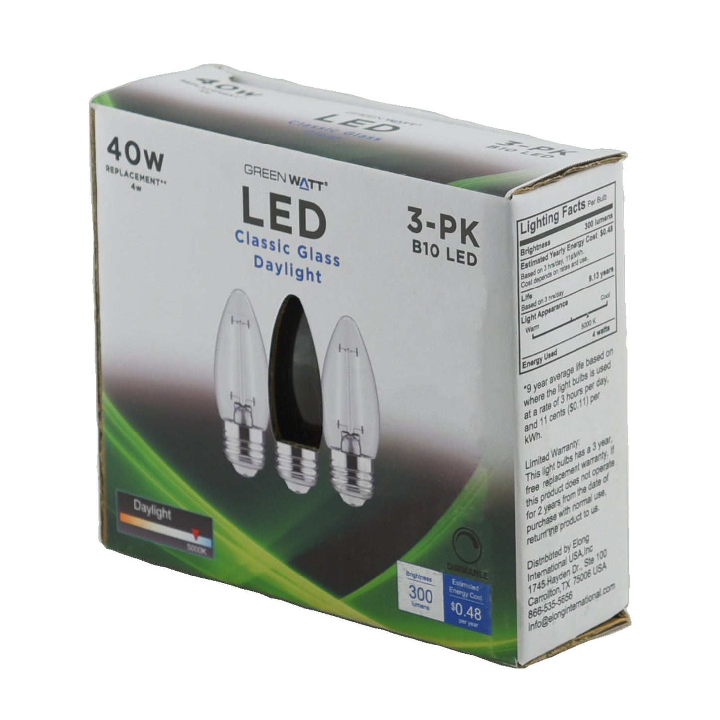 Green Watt B10 40-Watt Clear E26 LED Light Bulbs - Daylight