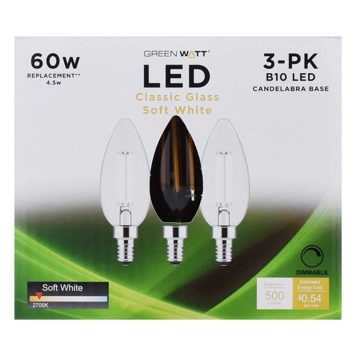 Green Watt B10 60-Watt Clear E12 LED Light Bulbs - Soft White