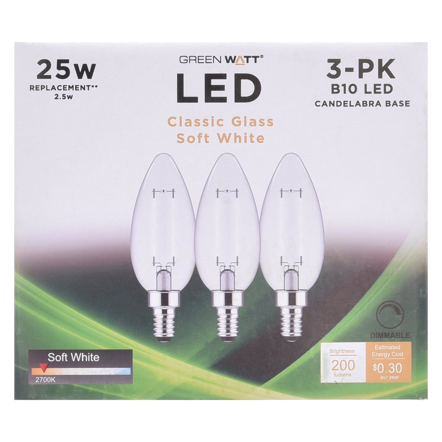 Green Watt B10 25-Watt Clear E12 LED Light Bulbs - Soft White