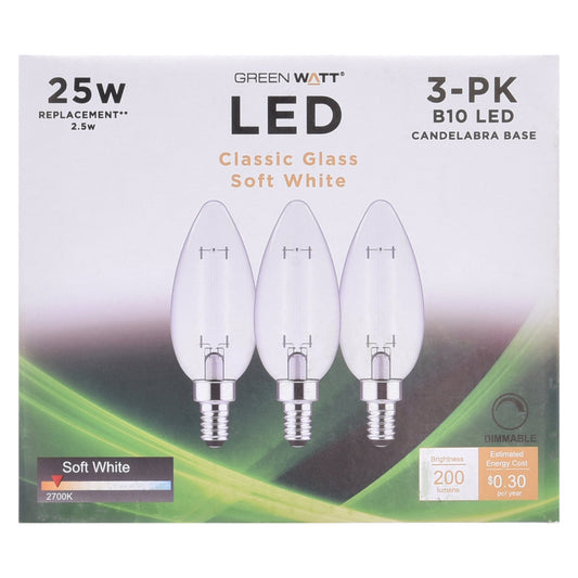 Green Watt B10 25-Watt Clear E12 LED Light Bulbs - Soft White