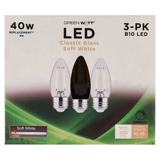 Green Watt B10 40-Watt Clear E26 LED Light Bulbs - Soft White