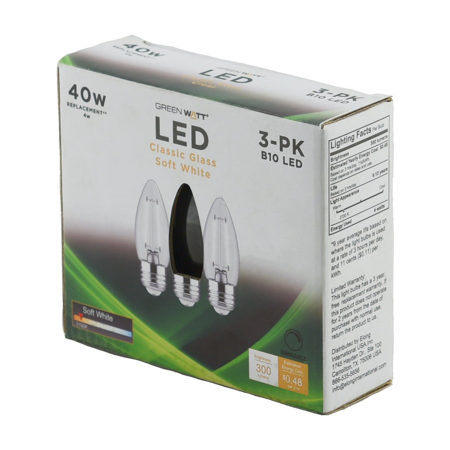 Green Watt B10 40-Watt Clear E26 LED Light Bulbs - Soft White