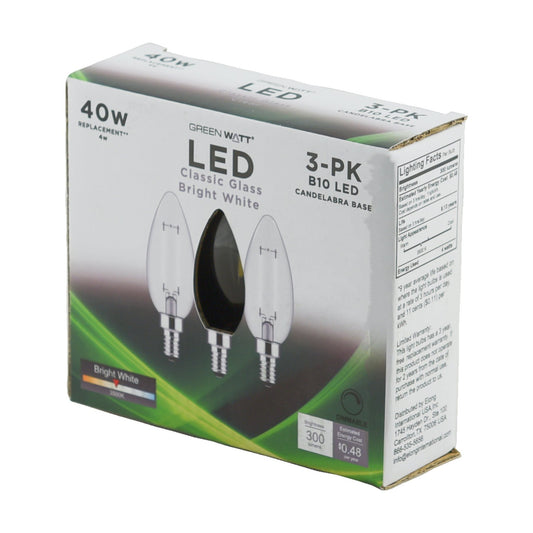 Green Watt B10 40-Watt Clear E12 LED Light Bulbs - Bright White