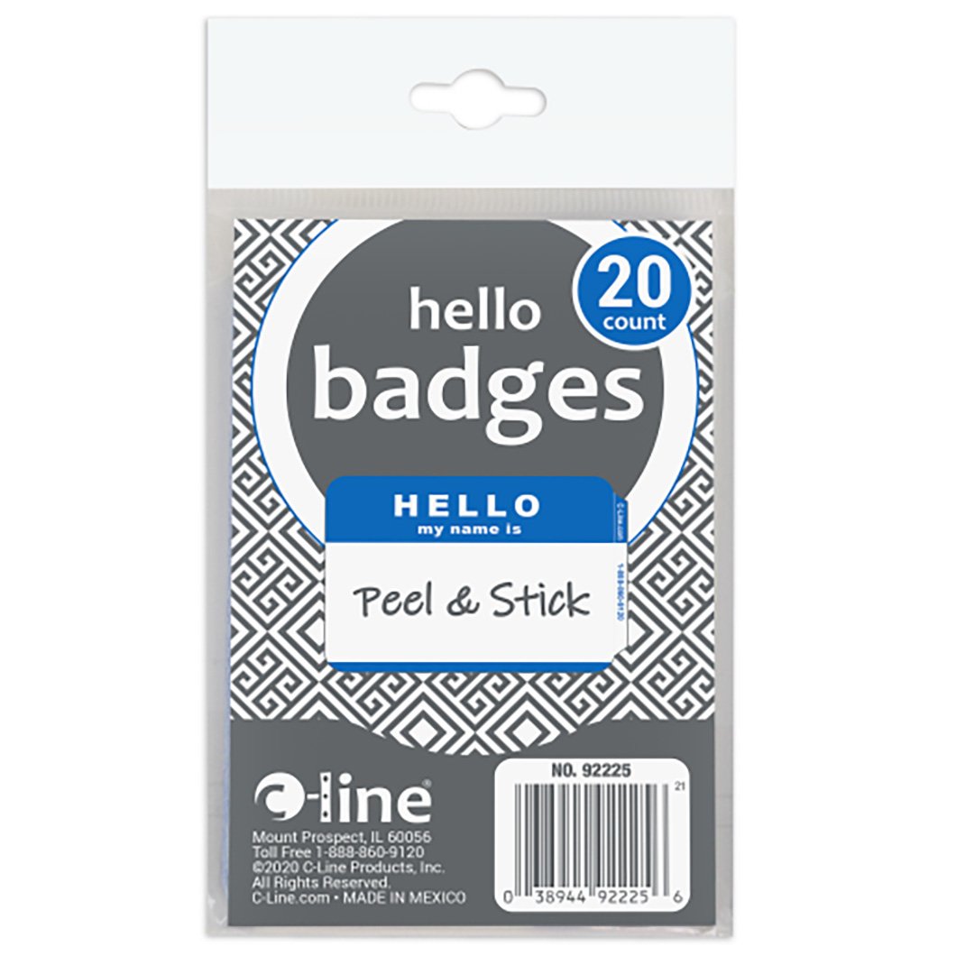 C-Line Hello My Name Is Peel & Stick Badge - Blue