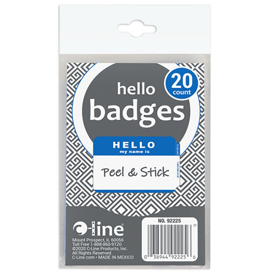 C-Line Hello My Name Is Peel & Stick Badge - Blue