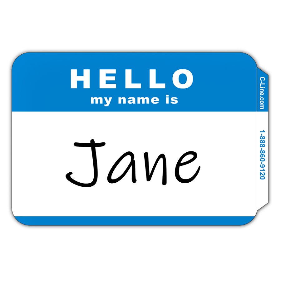 C-Line Hello My Name Is Peel & Stick Badge - Blue