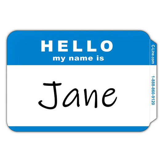 C-Line Hello My Name Is Peel & Stick Badge - Blue