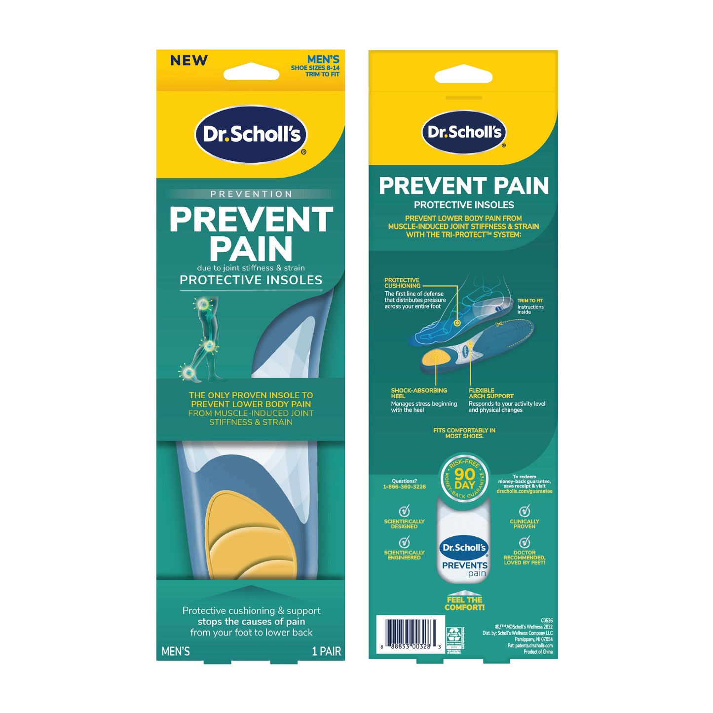 Dr. Scholl's Prevent Pain Protective Insoles, Trim to Fit Insert, Men Shoe Size 8-14
