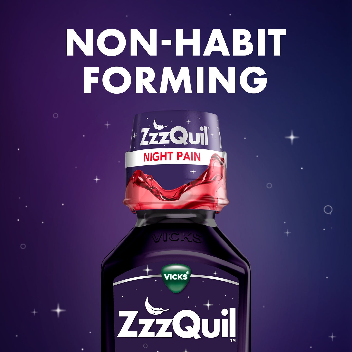 Vicks ZzzQuil Liquid Max Strength Pain Reliever, Nighttime Sleep Aid, Black Cherry Flavor