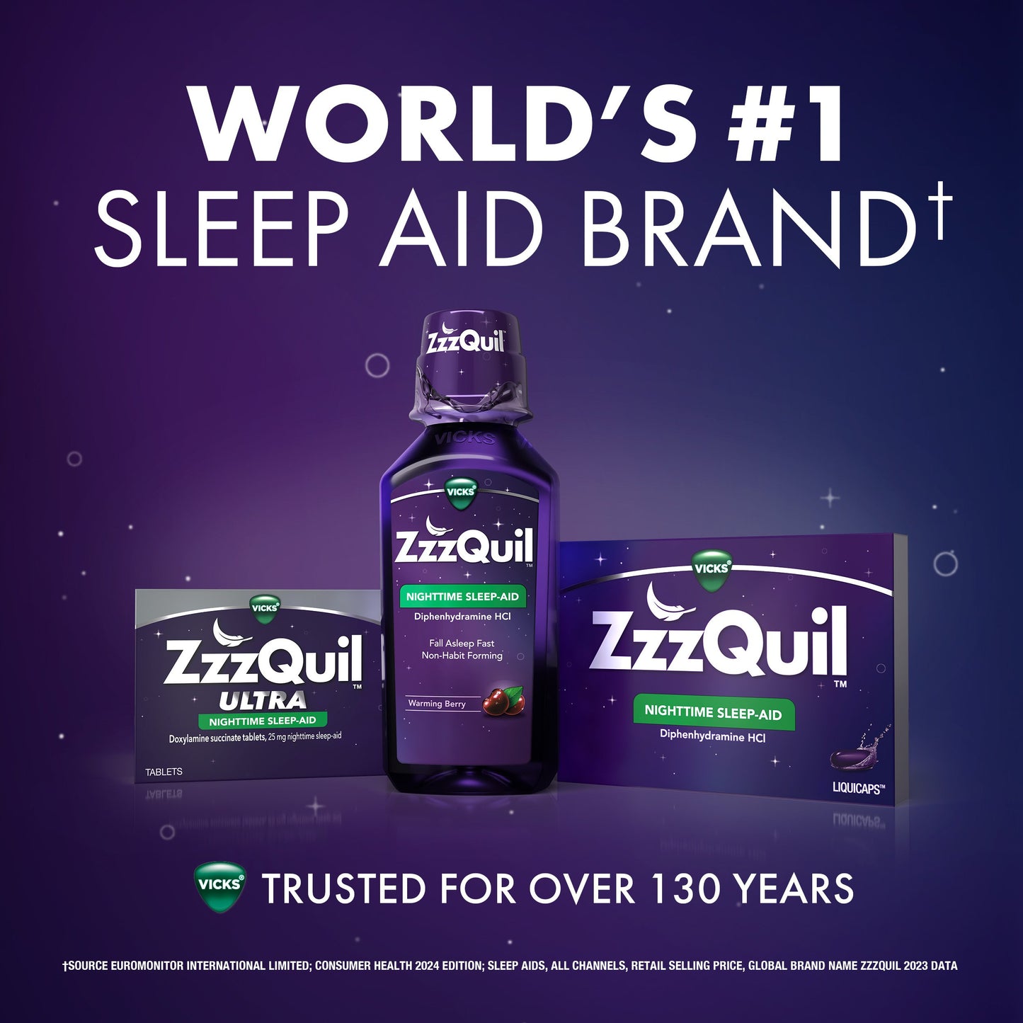Vicks ZzzQuil Liquid Max Strength Pain Reliever, Nighttime Sleep Aid, Black Cherry Flavor
