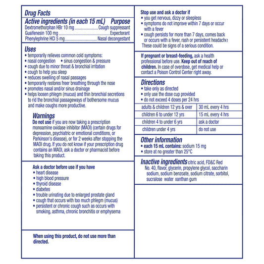 Vicks DayQuil Kids Cold & Cough + Mucus Relief Liquid, Multi-Symptom Daytime Relief, Berry Flavor