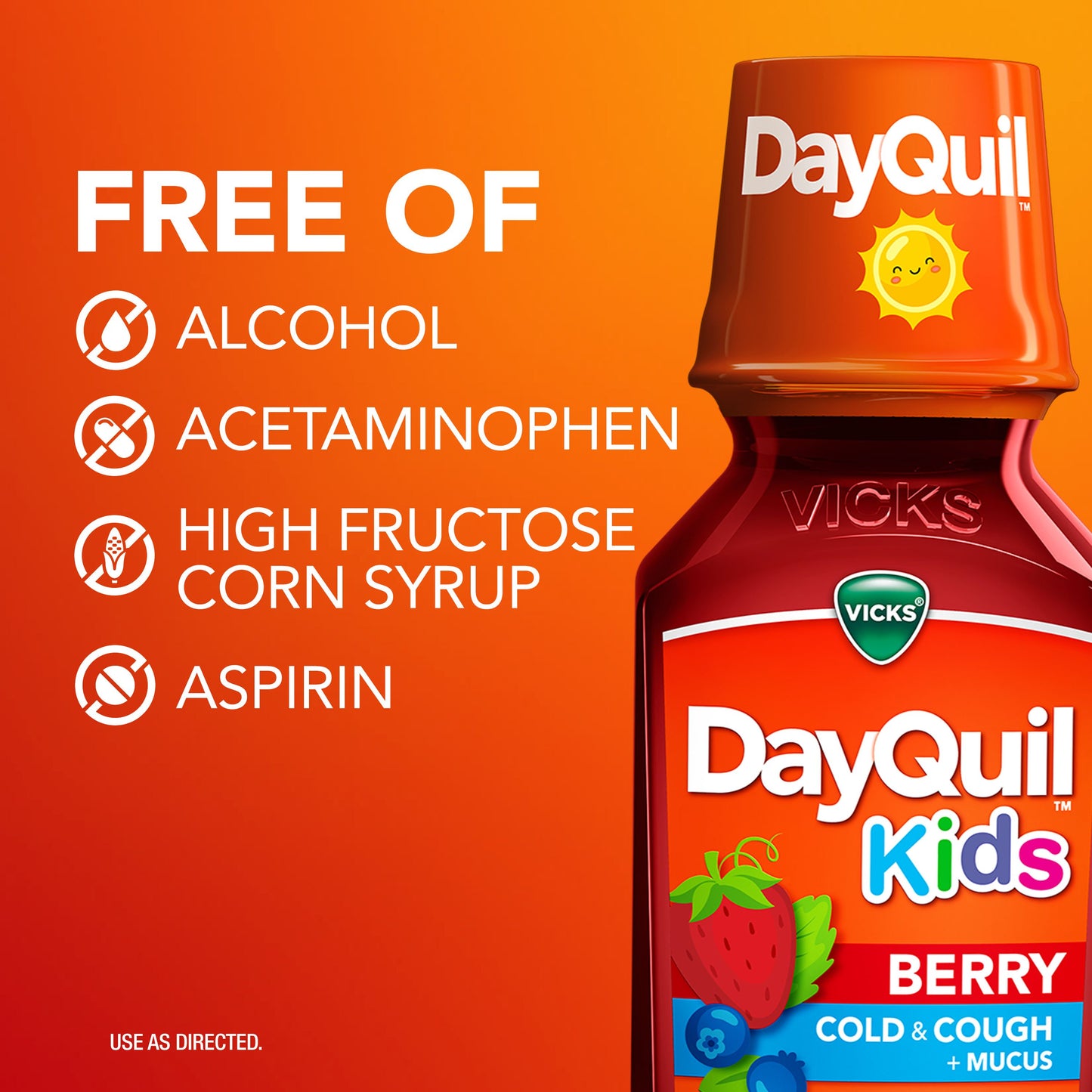 Vicks DayQuil Kids Cold & Cough + Mucus Relief Liquid, Multi-Symptom Daytime Relief, Berry Flavor