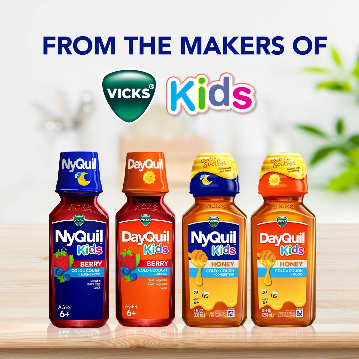 Vicks DayQuil Kids Cold & Cough + Mucus Relief Liquid, Multi-Symptom Daytime Relief, Berry Flavor