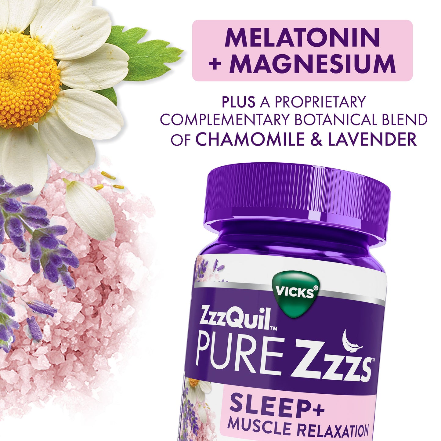 Vicks ZzzQuil PURE Zzzs Gummies, Sleep + Muscle Relaxation, Melatonin & Magnesium