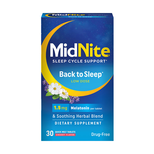 MidNite Back To Sleep 1.5 mg Melatonin Sleep Aid Quick Melt Tablets - Cherry