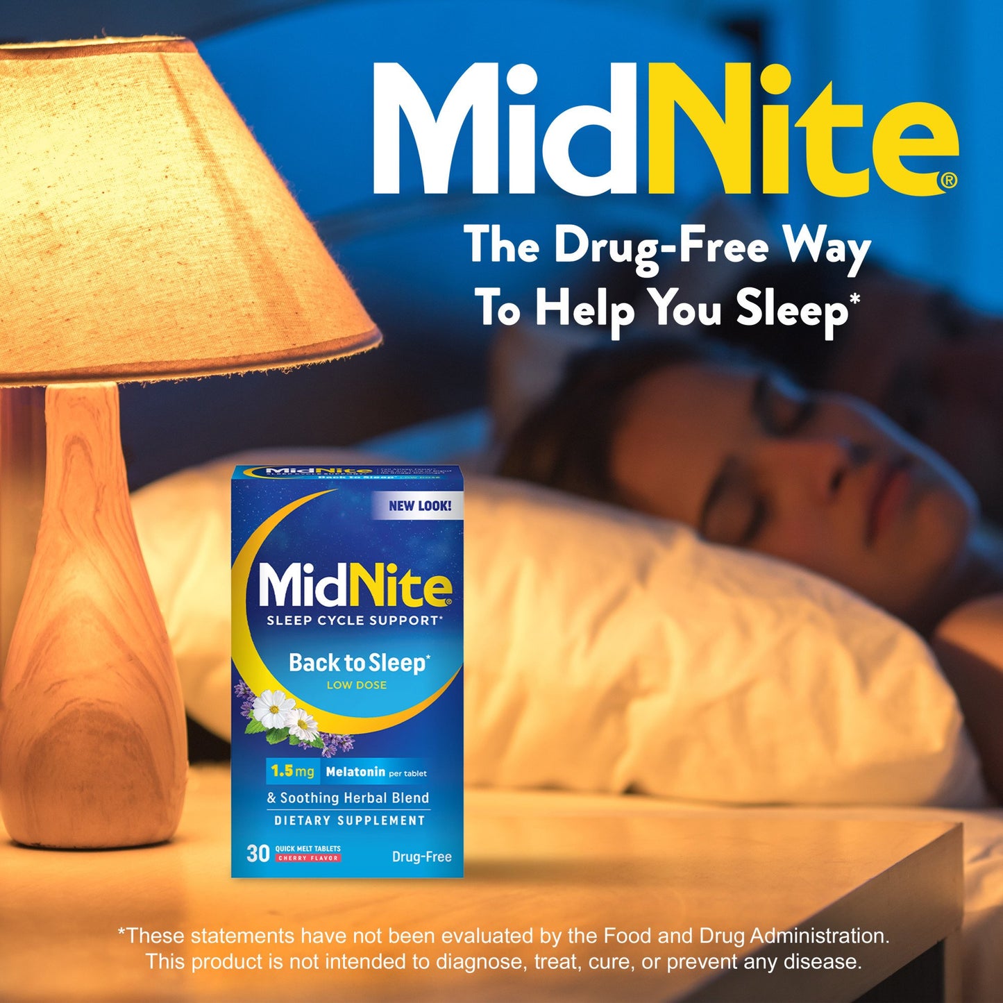 MidNite Back To Sleep 1.5 mg Melatonin Sleep Aid Quick Melt Tablets - Cherry