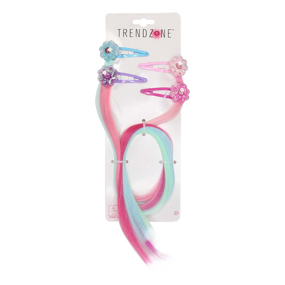 Trend Zone Flower Motif Faux Hair Snap Clips