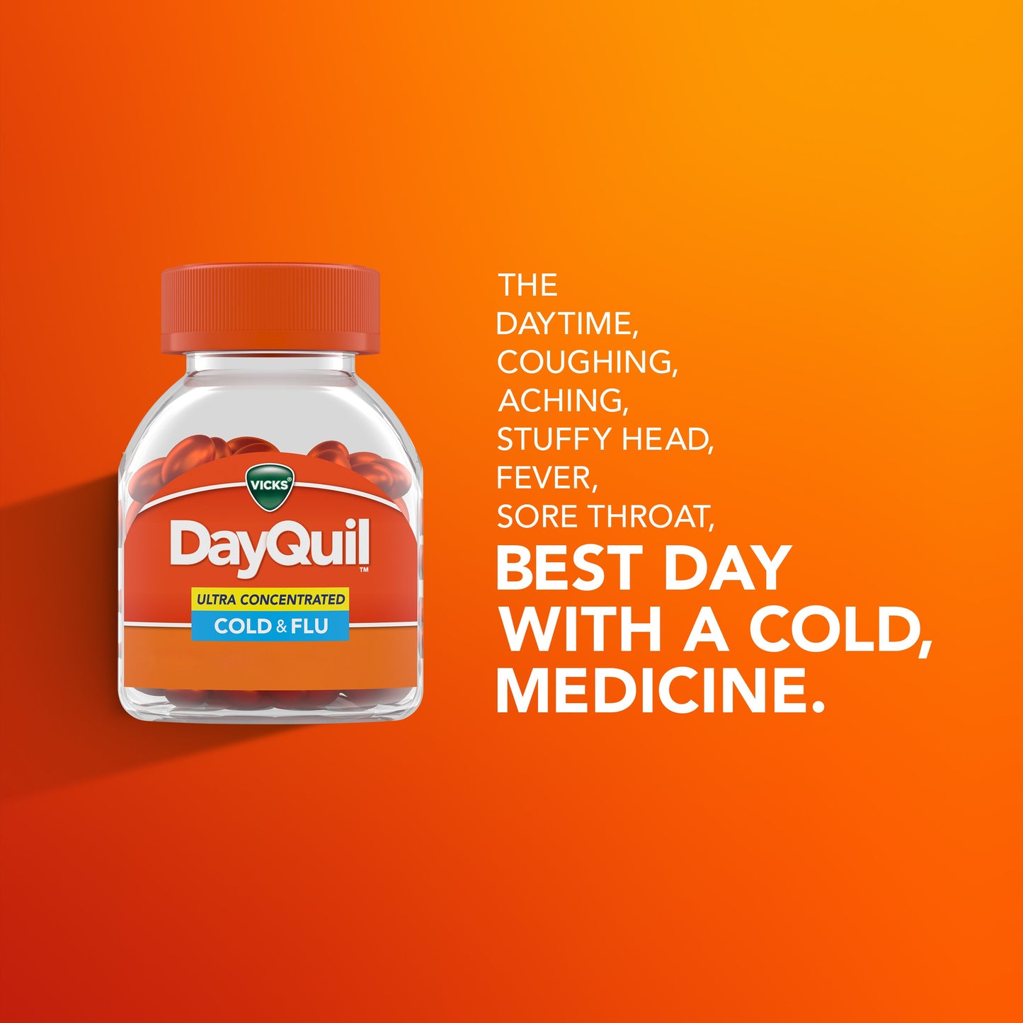 Vicks DayQuil Ultra Concentrated Liquicaps, Cold & Flu Over-the-Counter Medicine, Powerful Multi-Symptom Daytime Relief