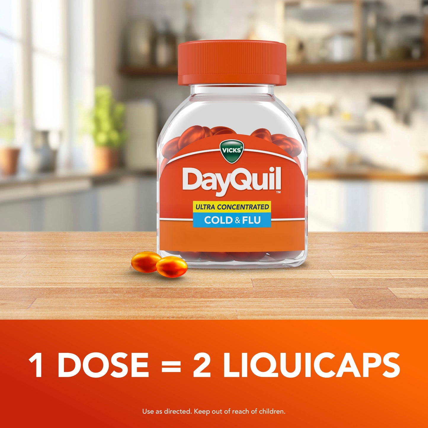 Vicks DayQuil Ultra Concentrated Liquicaps, Cold & Flu Over-the-Counter Medicine, Powerful Multi-Symptom Daytime Relief