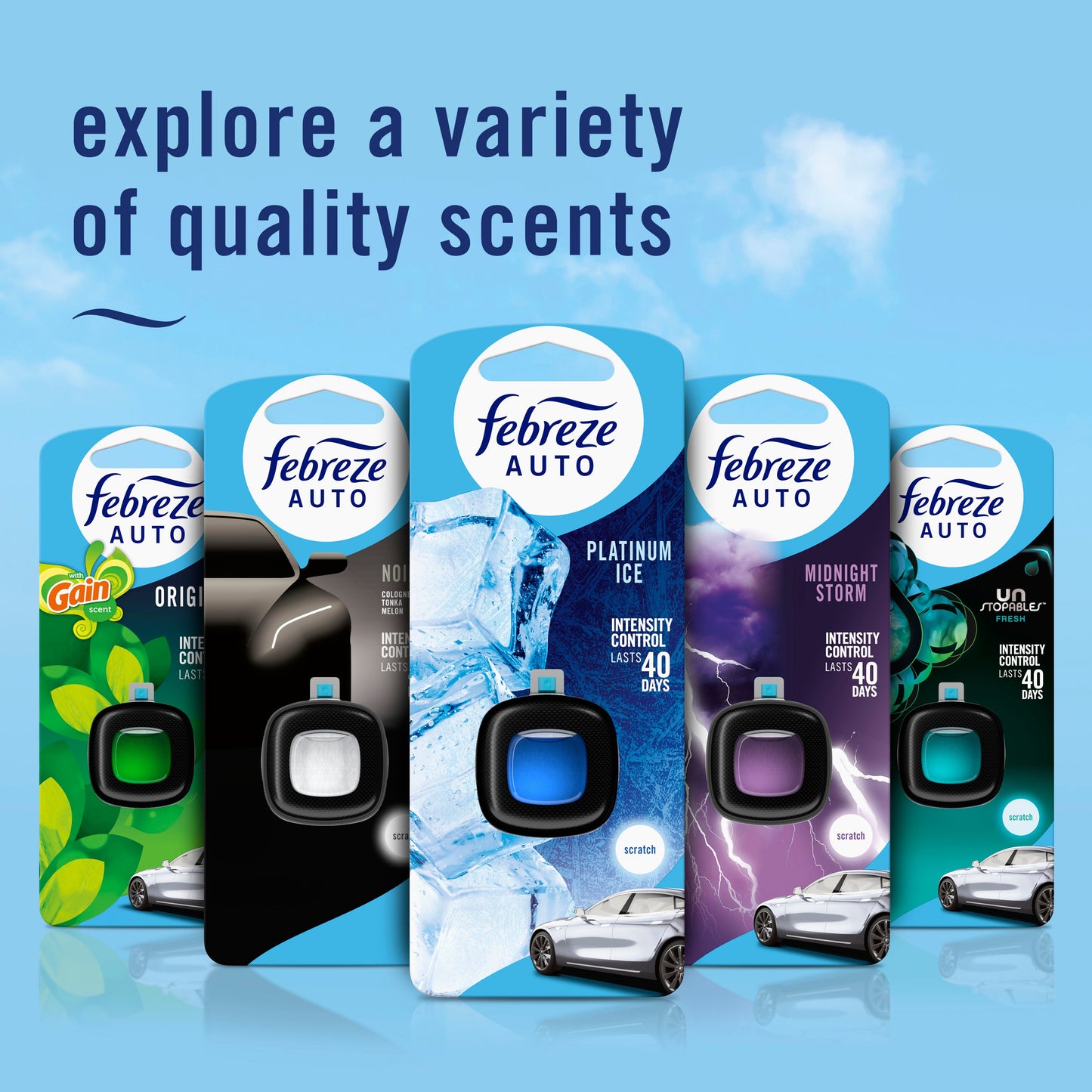 Febreze Auto Air Freshener Odor-Fighting Automotive Vent Clip - Midnight Storm Scent