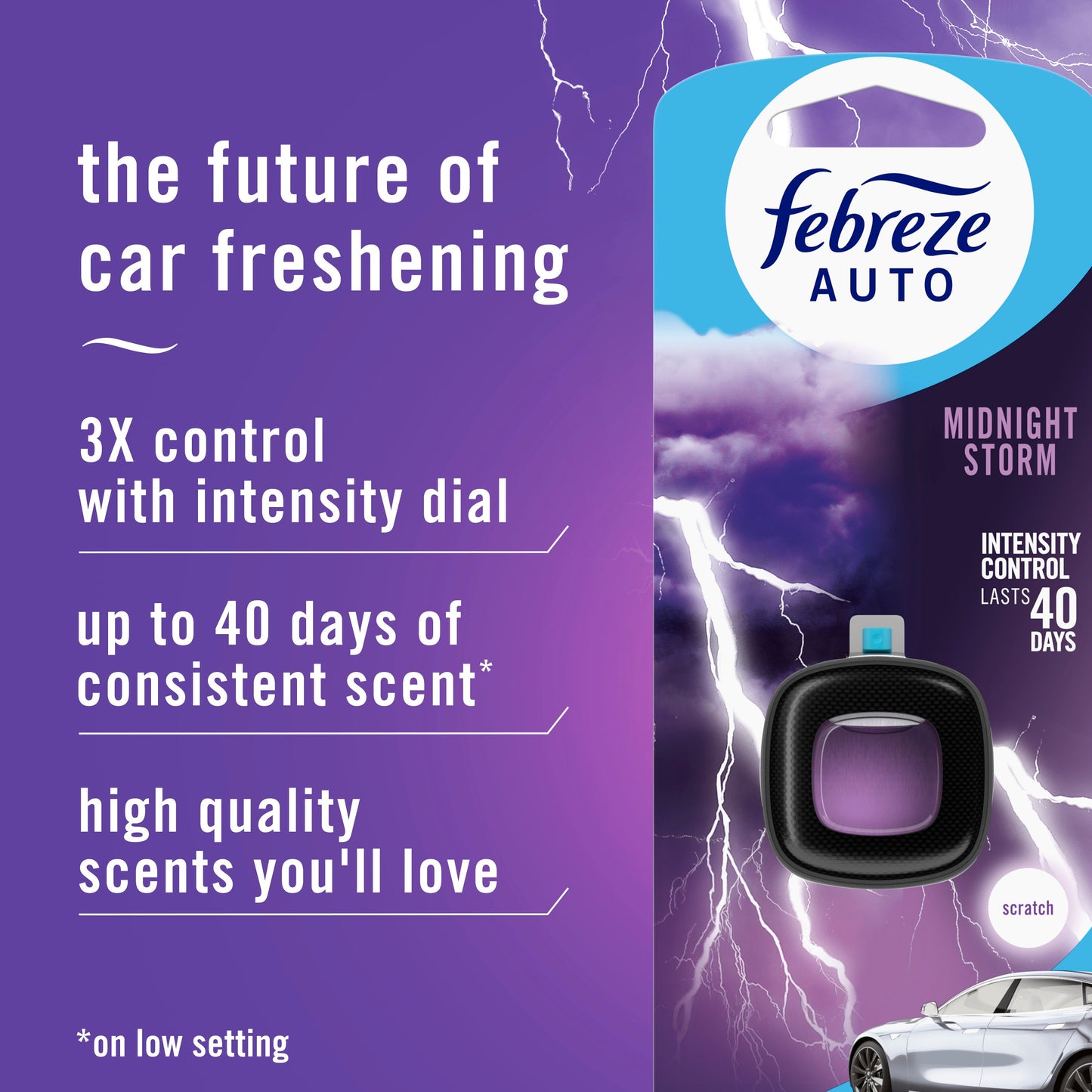 Febreze Auto Air Freshener Odor-Fighting Automotive Vent Clip - Midnight Storm Scent
